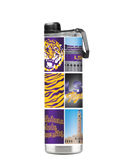LSU 22oz College Vault bottle by gametimesidekicks featuring LSU logo and white cap, made for fans and hydration.