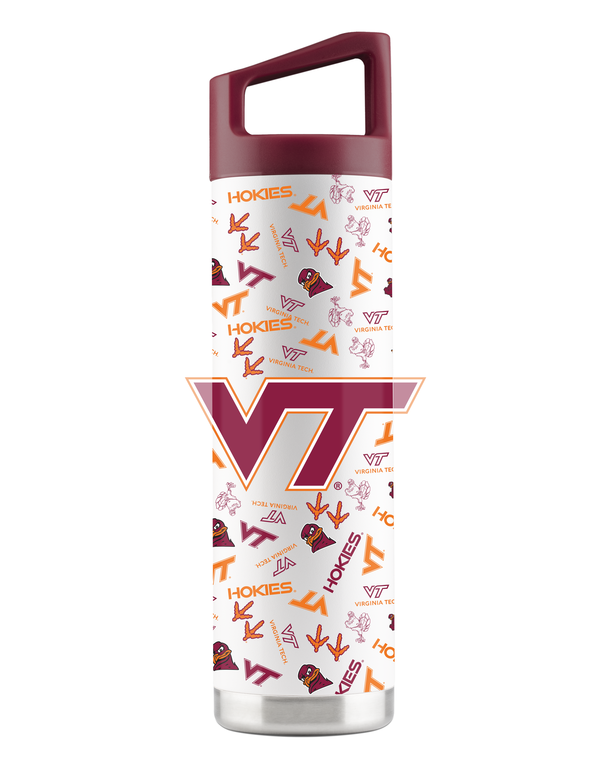 Virginia Tech 22oz White Bottle - All Over