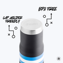 a picture of a black and blue canister