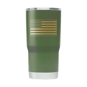 Virginia Tech 20oz Olive Green Tumbler - American Flag Design
