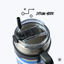 a close up of a cup with a straw in it