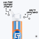 an orange and blue water bottle with instructions on how to use it