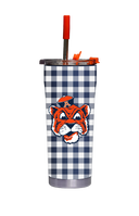 Auburn Straw Tumbler Aubie Gingham