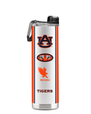 Auburn 22oz mascot bottle by gametimesidekicks, showing the back view with Auburn mascot design on a clear 22oz bottle.