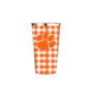 Clemson 16oz Stainless Pint Gingham