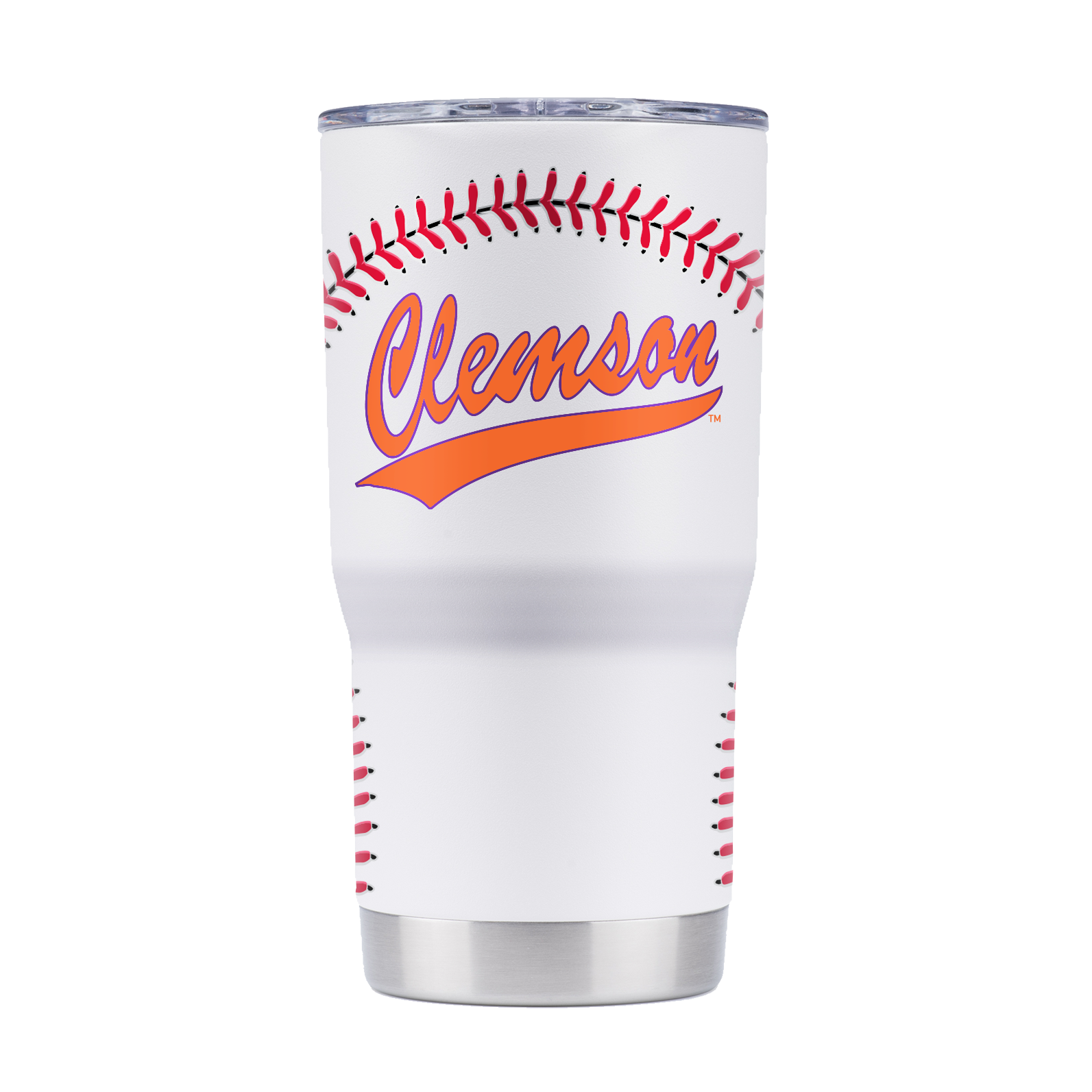 Clemson 20oz White Baseball Tumbler