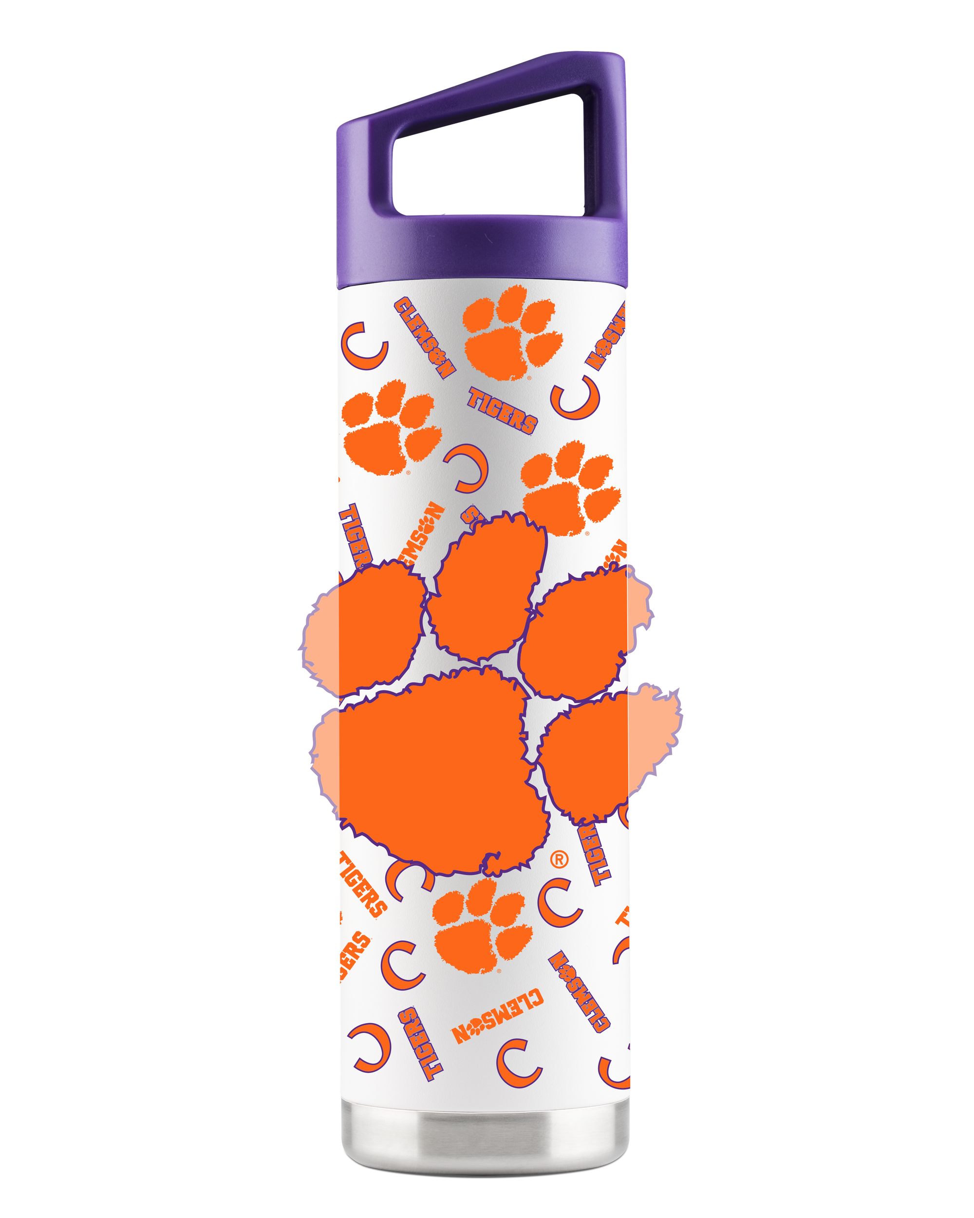 Clemson 22oz White All Over Bottle