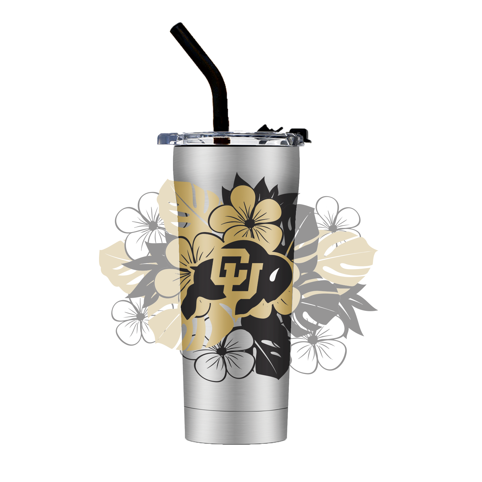 Colorado Stainless Steel Straw Tumbler - Floral Design