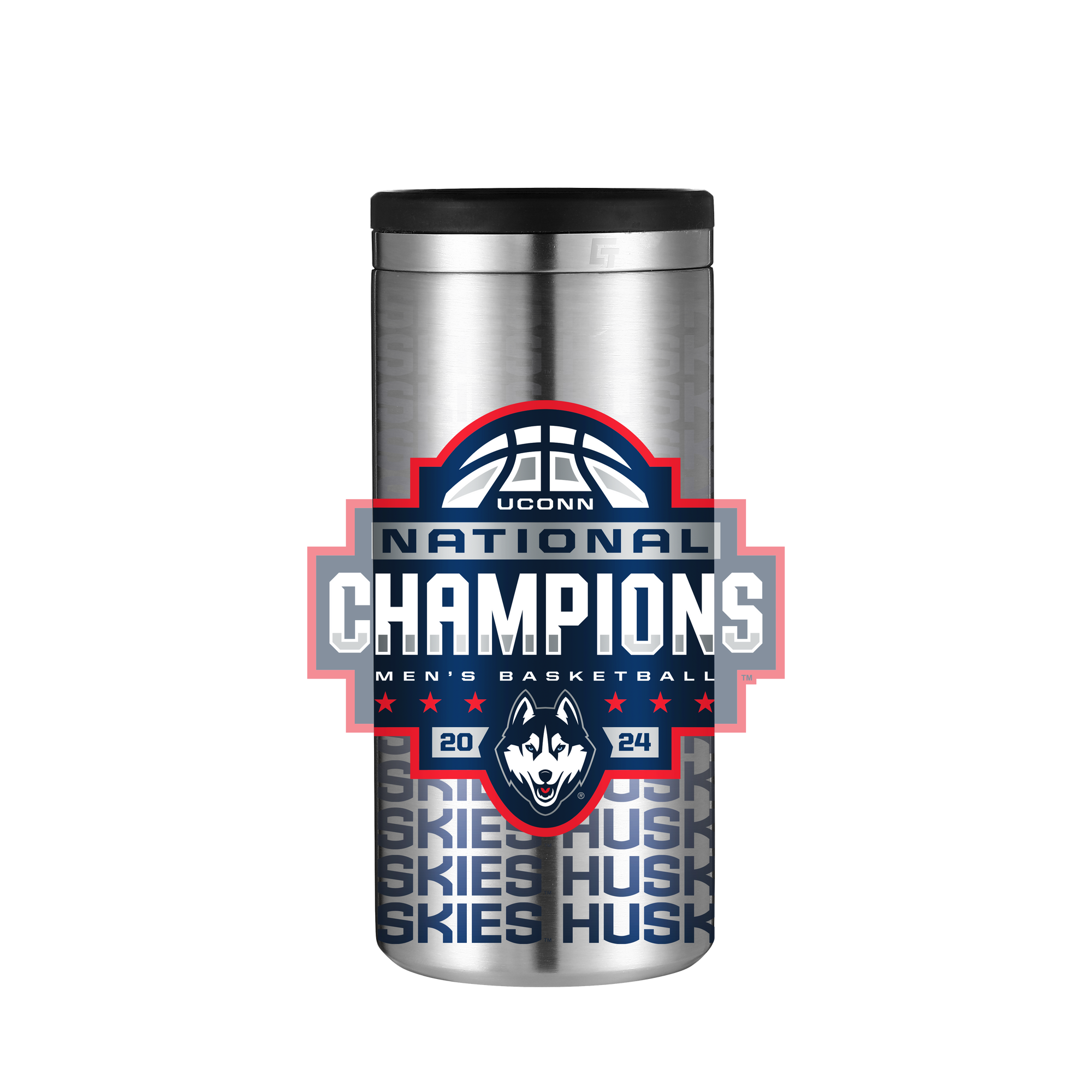 UConn Stainless Steel Skinny Can Koozie - 2024 National Champions