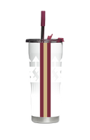 Florida State ProGloss straw tumbler by gametimesidekicks with full-back FSU logo in white and garnet colors.