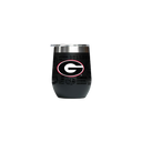 Georgia 12oz stemless tumbler with gametimesidekicks logo wrap, made of stainless steel for hot or cold beverages.