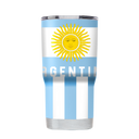Argentina 20oz Tumbler by gametimesidekicks, black stainless steel with Argentina flag design, suitable for hot and cold drinks.