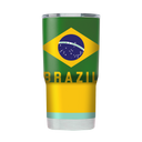 Gametime Sidekicks Brazil 20oz tumbler with green and yellow design, durable stainless steel travel mug for beverages.