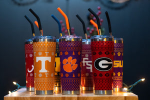 Clemson Straw Tumbler - Christmas Collection