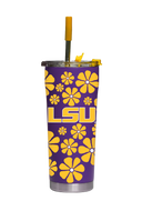 LSU Straw Tumbler Retro Floral