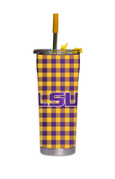 LSU Straw Tumbler Gingham