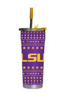 LSU Christmas Sweater Straw Tumbler