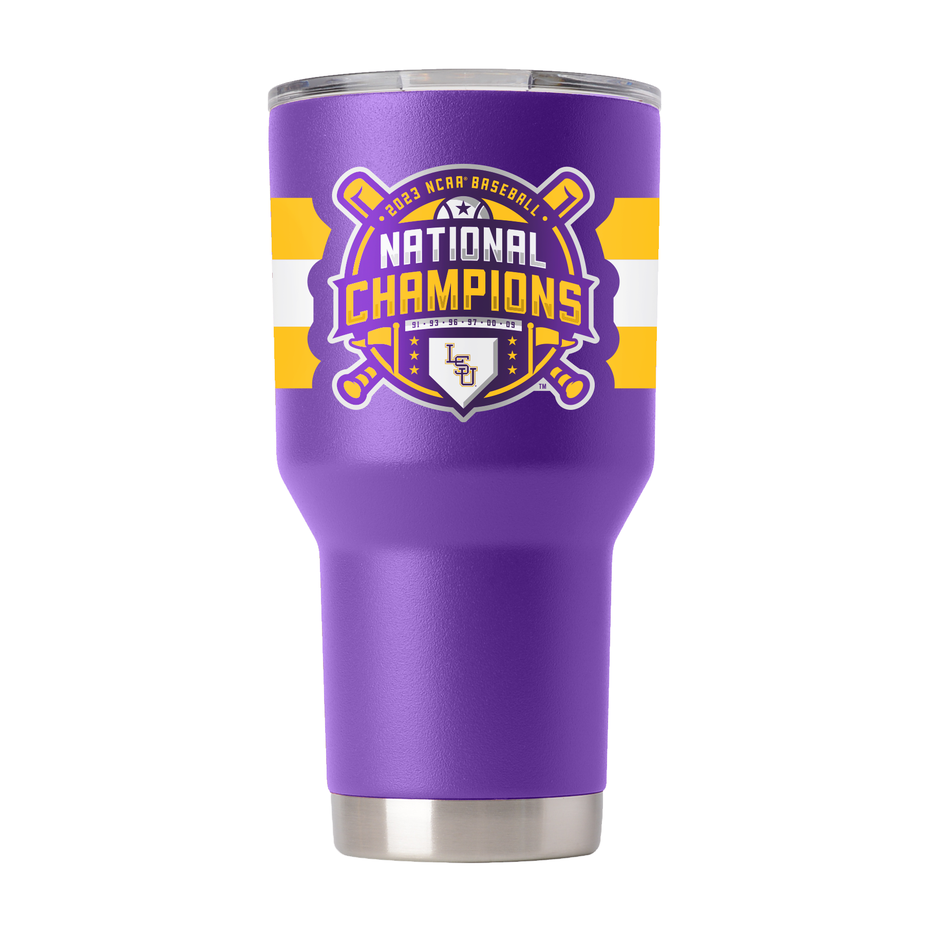 LSU 30oz Purple Baseball Tumbler - National Champs 2023
