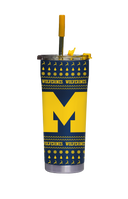 Michigan Christmas Sweater Straw Tumbler