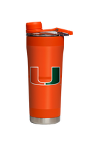 Miami stainless steel shaker bottle with barbell design by gametimesidekicks, perfect for mixing fitness drinks.