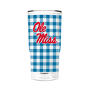 Ole Miss 16oz 2-Pack Glass Tumblers Gingham