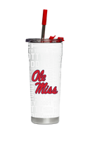 Ole Miss ProGloss straw tumbler by gametimesidekicks featuring a glossy white finish and a clear straw for hot or cold beverages.