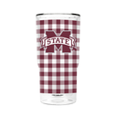 Mississippi State 16oz 2-Pack Glass Tumblers Gingham