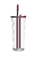 Mississippi State ProGloss straw tumbler with team logo and full back view, durable design by gametimesidekicks