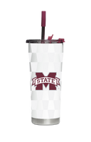 Mississippi State ProGloss straw tumbler by gametimesidekicks with a clear straw and Mississippi State logo in white and gray.