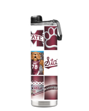 Mississippi State 22oz College Vault Bottle with team logo and branding, featuring a white and green design, by gametimesidekicks.