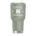 Nebraska 30oz Tumbler Sage ProGloss by gametimesidekicks, with a sleek sage green finish and durable stainless steel design.
