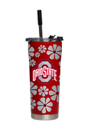 Ohio State Straw Tumbler Retro Floral