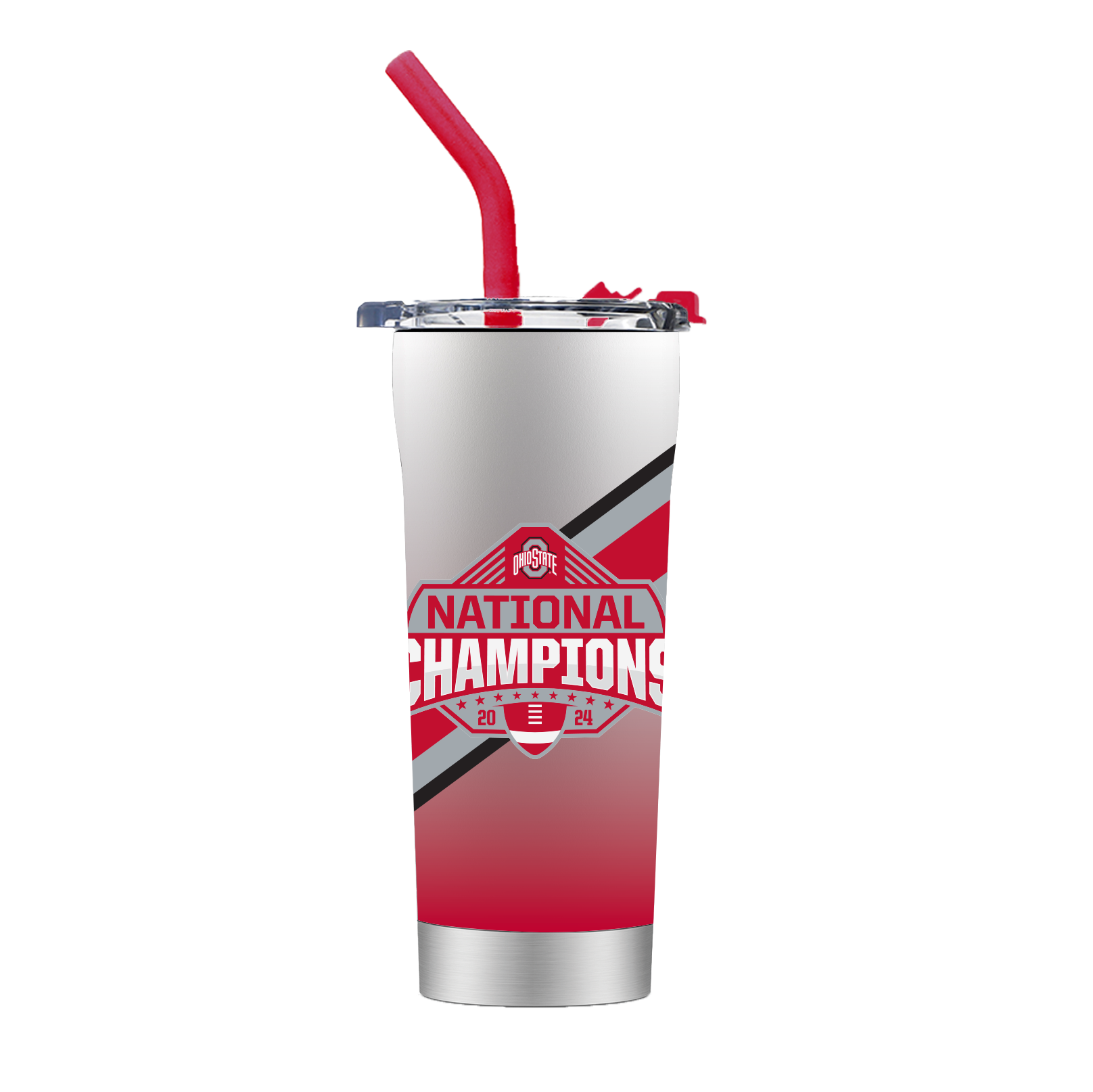 Ohio State 2024 National Champs 24oz White Stainless Steel Straw Tumbler