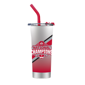 Ohio State 2024 National Champs 24oz White Stainless Steel Straw Tumbler