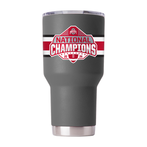 Ohio State 2024 National Champs 30oz Grey Tumbler