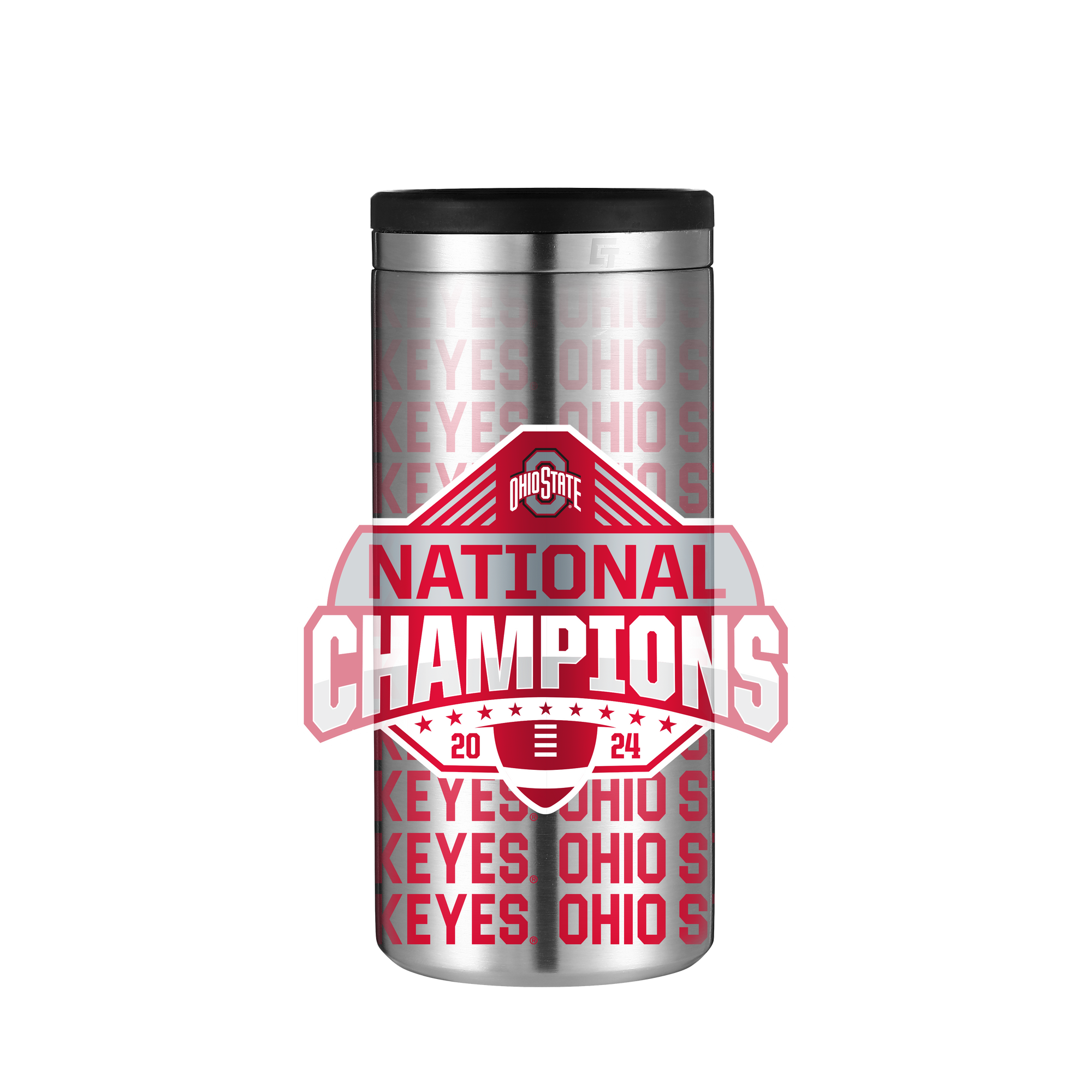 Ohio State 2024 National Champs Stainless Steel Skinny Can Koozie