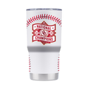 Oklahoma Baseball National Champs 20oz Seams Tumbler with team logo and white finish, designed by gametimesidekicks.