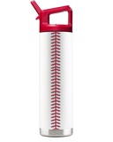 Back view of a 22oz white Oklahoma bottle by gametimesidekicks, featuring a clear plastic design and a red lid.