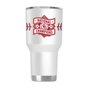 Oklahoma Baseball National Champs 30oz tumbler with white seams and team logo, by gametimesidekicks.