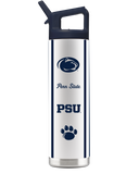 Penn State 22oz mascot bottle by gametimesidekicks, showing the back view with mascot logo and white lid.