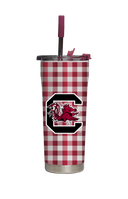 South Carolina Straw Tumbler Gingham