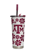 Texas A&M Straw Tumbler Retro Floral