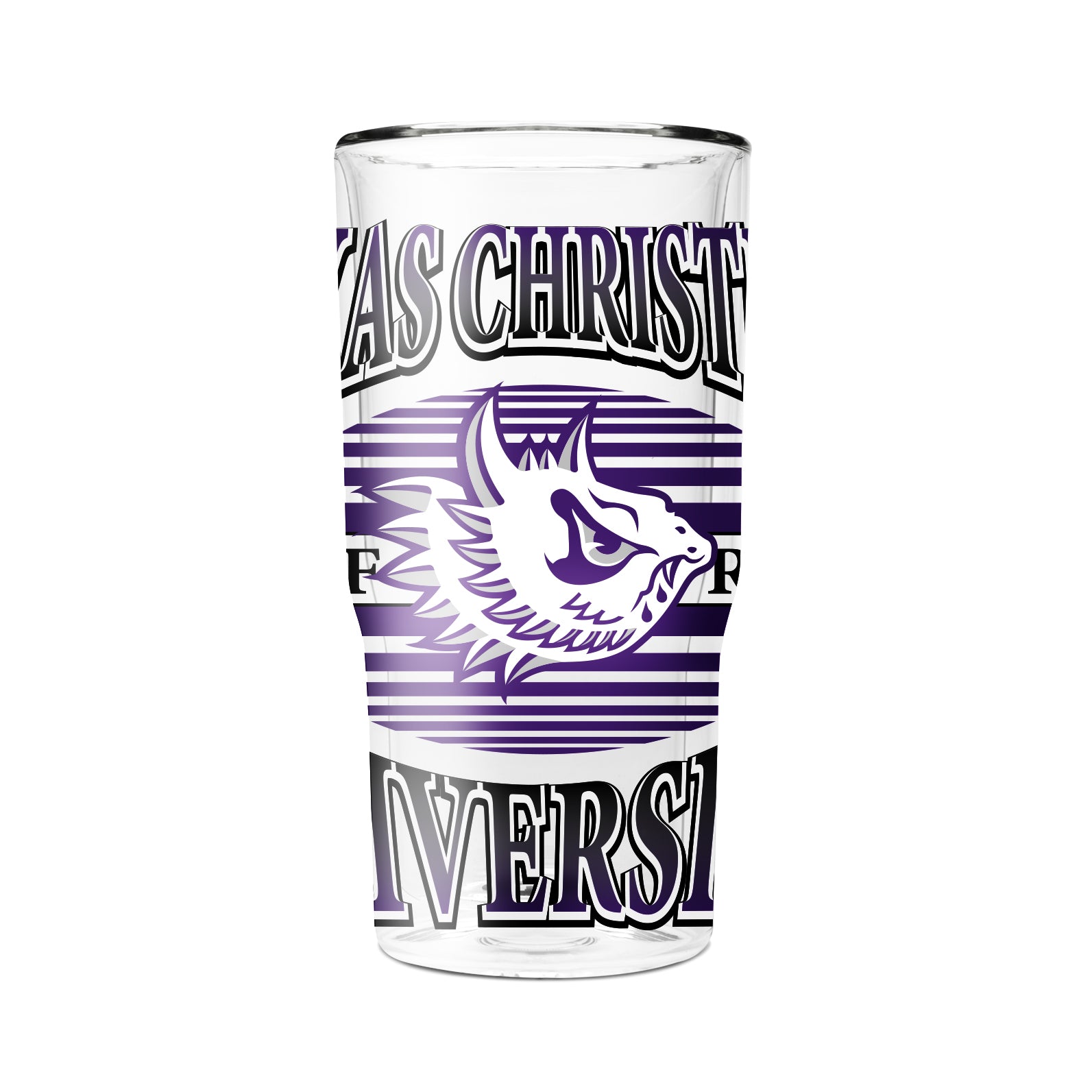 TCU College Vault 16oz 2-Pack Glass Tumblers