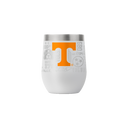 Gray Tennessee 12oz stemless tumbler with logo wrap from gametimesidekicks, showing the tumbler with a clear view of the logo design.