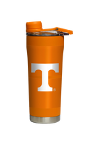 Tennessee stainless steel shaker bottle with barbell design by gametimesidekicks, featuring a sleek, durable construction for fitness use.
