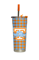 Tennessee Lady Vols Straw Tumbler Gingham