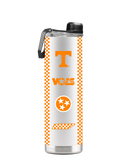 Back view of a Tennessee 22oz mascot bottle by gametimesidekicks, featuring a white design and stainless steel cap.