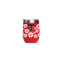Texas Tech 12oz stemless tumbler with retro floral design, made by gametimesidekicks, featuring colorful floral artwork.