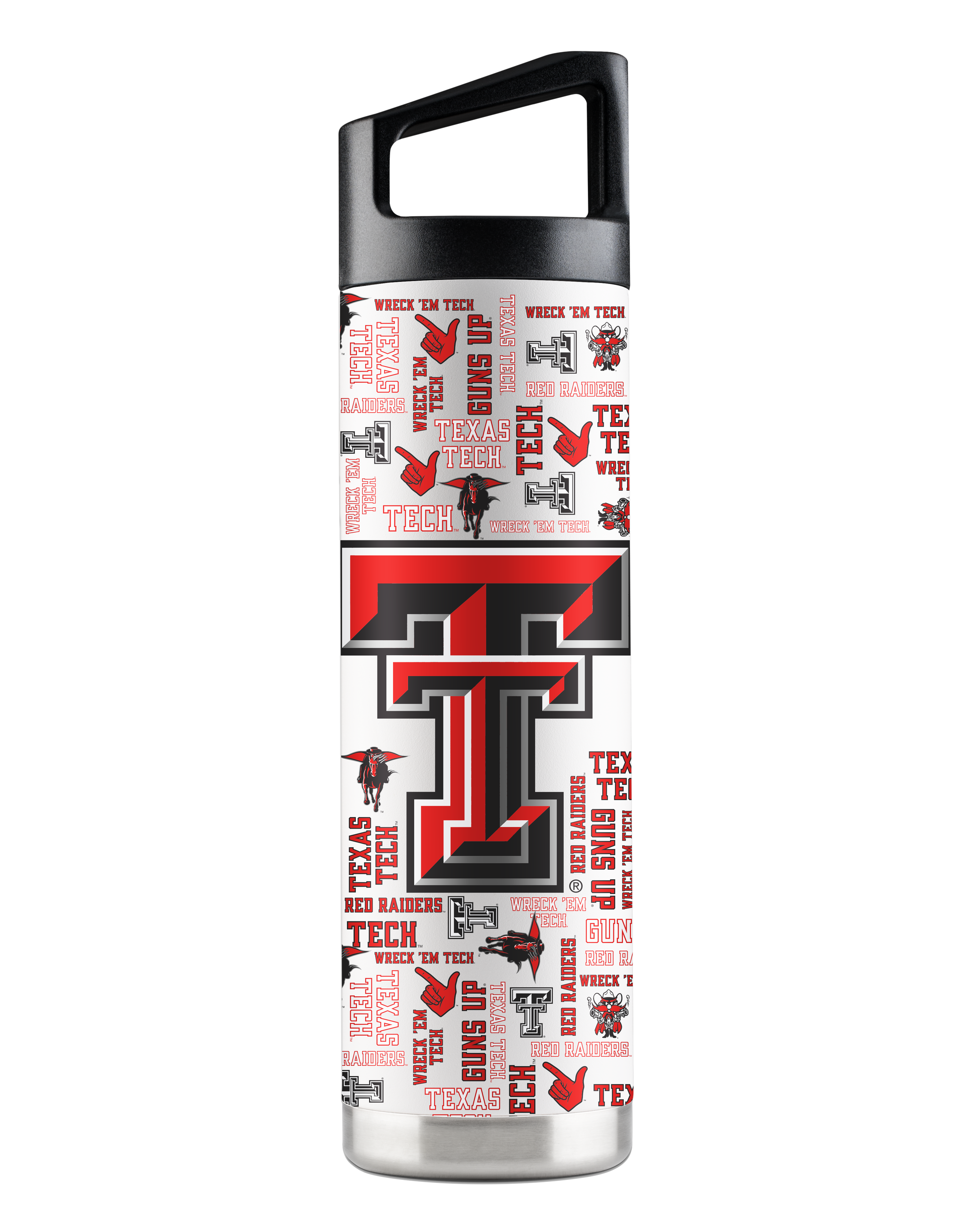 Texas Tech 22oz White Bottle - All Over
