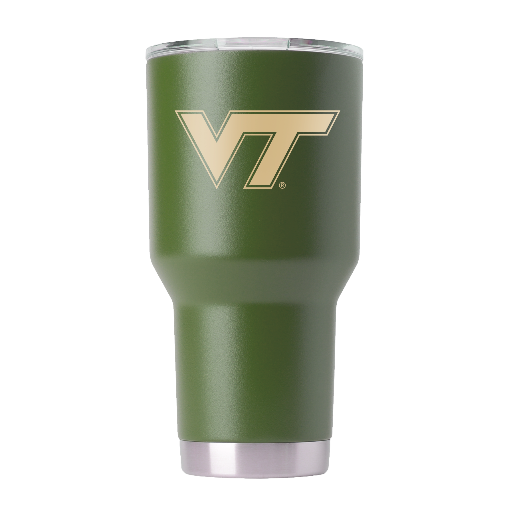 Virginia Tech 30oz Olive Green Tumbler - American Flag Design